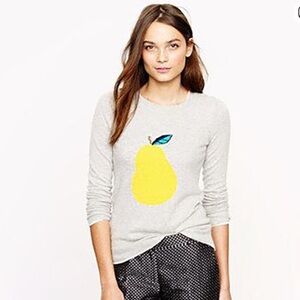 J. Crew Gray Sweater with Yellow Pear Design
